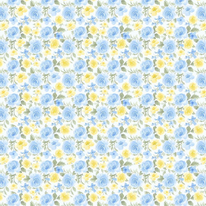 Timeless Treasures Cottage Charm Packed Antique Rose Quilting Cotton Fabric- Sky