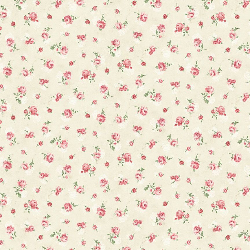 Timeless Treasures Jardin Tossed Mini Roses Quilting Cotton Fabric- Cream