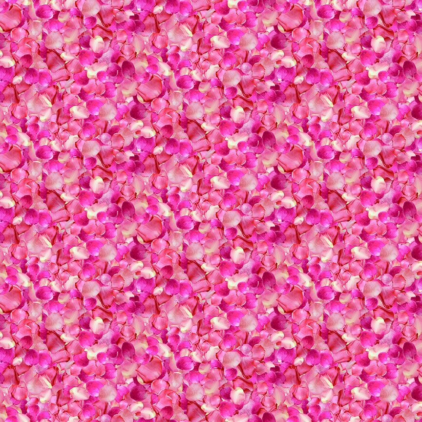Timeless Treasures BelleRose Packed Petals Quilting Cotton Fabric- Fuchsia