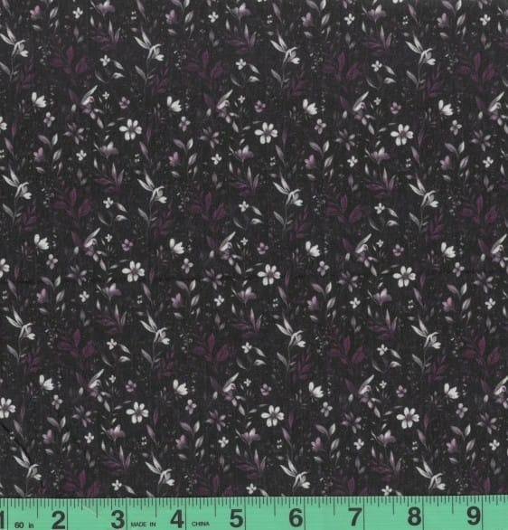 Rachelle Deep Plum Tiny Floral Stripe Crepe Polyester Fabric