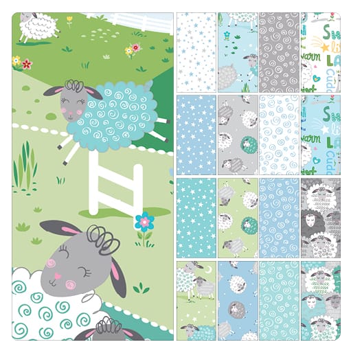 Benartex Sweet Little Lamb Little Lamb Scenic Quilting Cotton Fabric- Sky Blue
