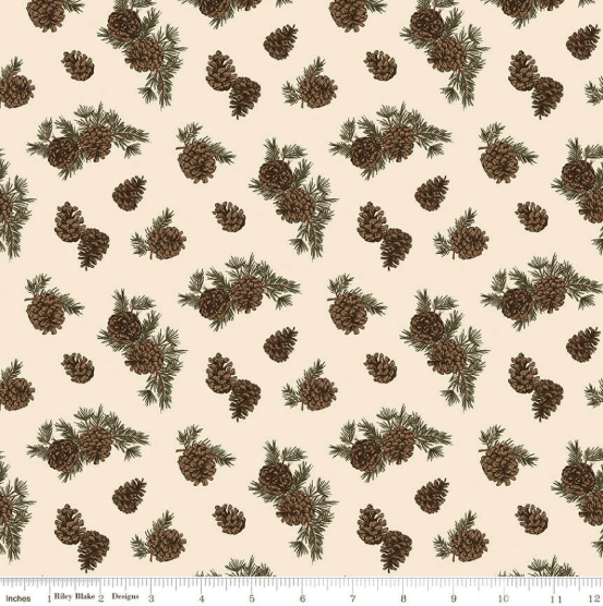 Riley Blake Pine Grove Pinecones Quilting Cotton Fabric- Putty