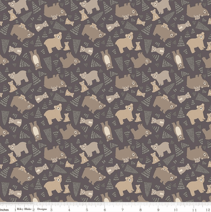 Riley Blake Elmer & Eloise Bears Quilting Cotton Fabric- Brown
