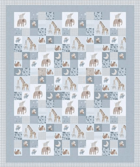 Riley Blake Blue Safari Stargazing Panel (29 3/4" x 35 1/2") Double Lush Velvet - No Fray Edge