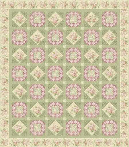 Downloadable Beloved Jeweled Rose 74-1/2" x 85" Quilt Pattern