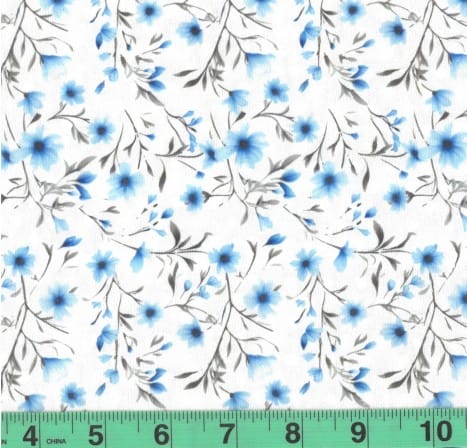 Sheila Blue Floral Swiss Dot Knit Fabric