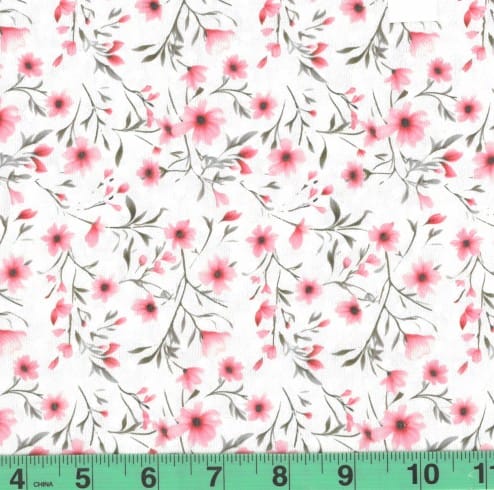 Sheila Salmon Floral Swiss Dot Knit Fabric