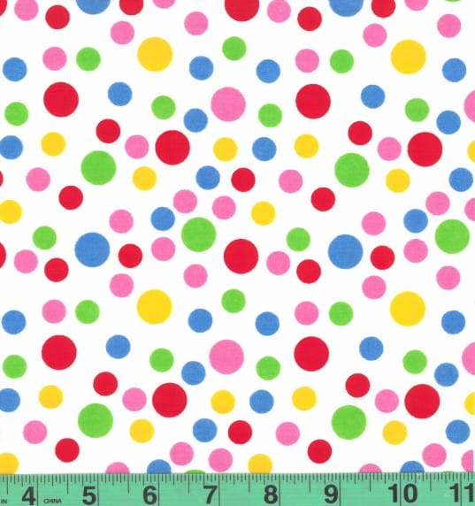Valletta White-Multi Polka Dots Easycare Poly Cotton Fabric