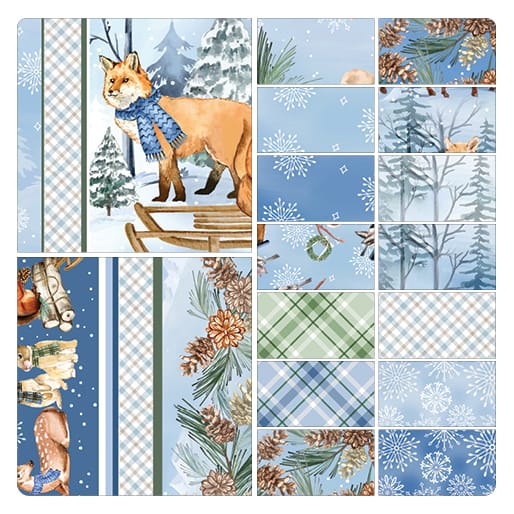 Benartex Woodland Wonderland Woodland 24"X44" Panel Quilting Cotton Fabric- Blue