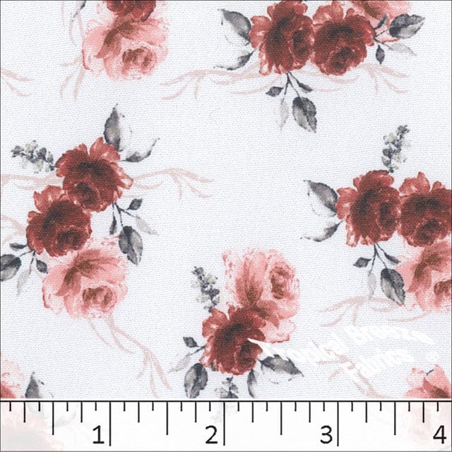 Autumn Red Floral Dream Crepe Polyester Fabric