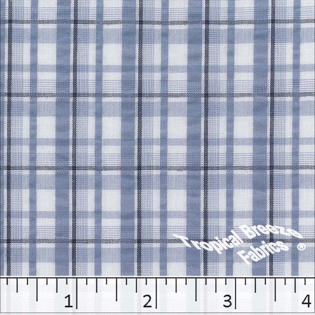 Blue Plaid Seersucker Fabric