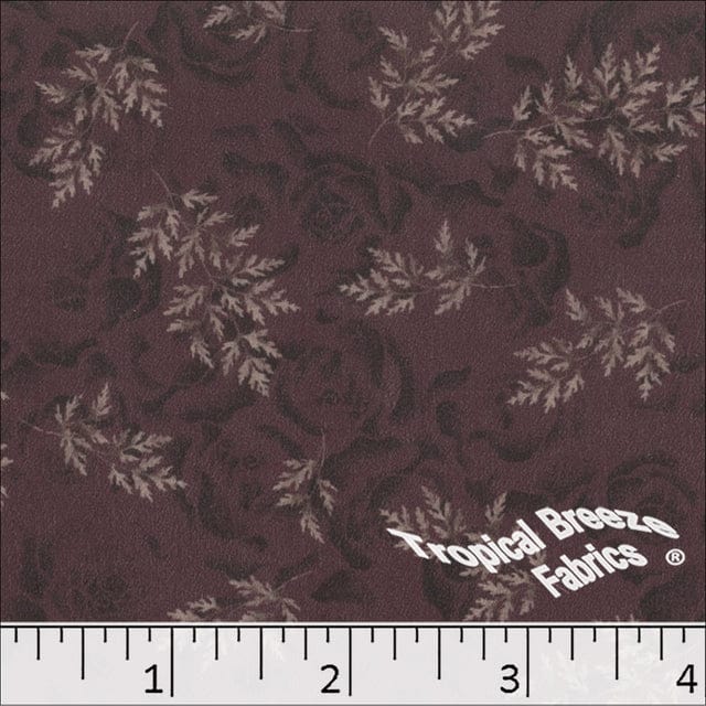 Wine Floral Silk Mist Polyester Fabric
