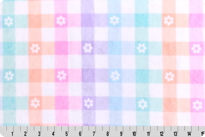 Shannon Fabrics Cuddle Cloud Double Sided 58/60" wide- Pastel Gingham Daisy
