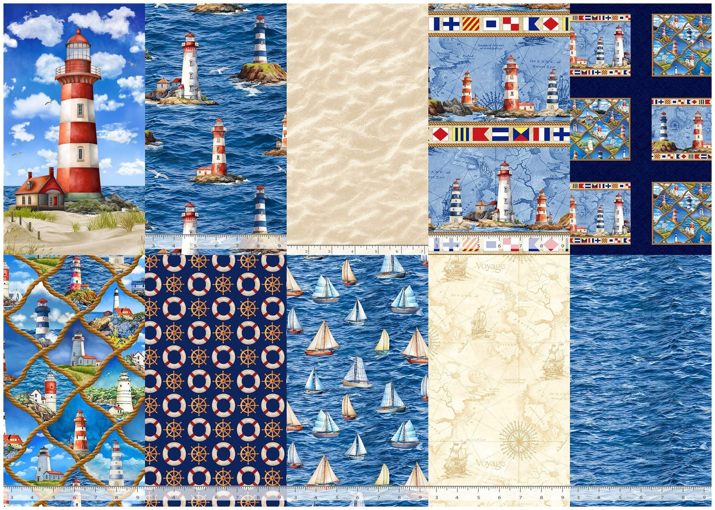 Timeless Treasures Beacon of Light Lighthouse Panel 24" Quilting Cotton Fabric- Multi