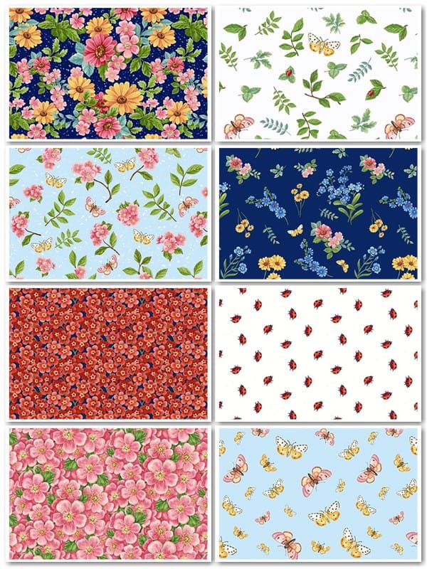 Henry Glass Enchanted Forest Butterflies and Flowers Quilting Cotton Fabric- Light Blue