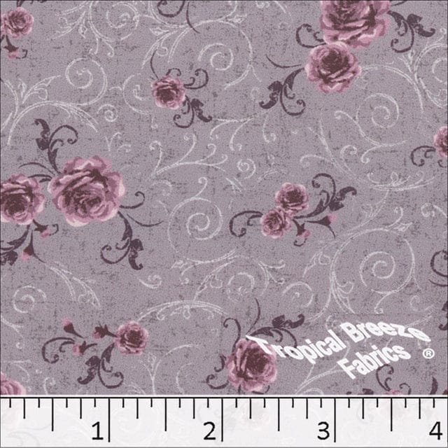 Grapemist Peach Cream Roses Polyester Fabric