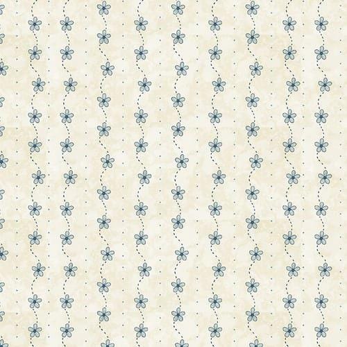 Henry Glass Butterflies And Bloom Flower Stripe Quilting Cotton Fabric- Cream