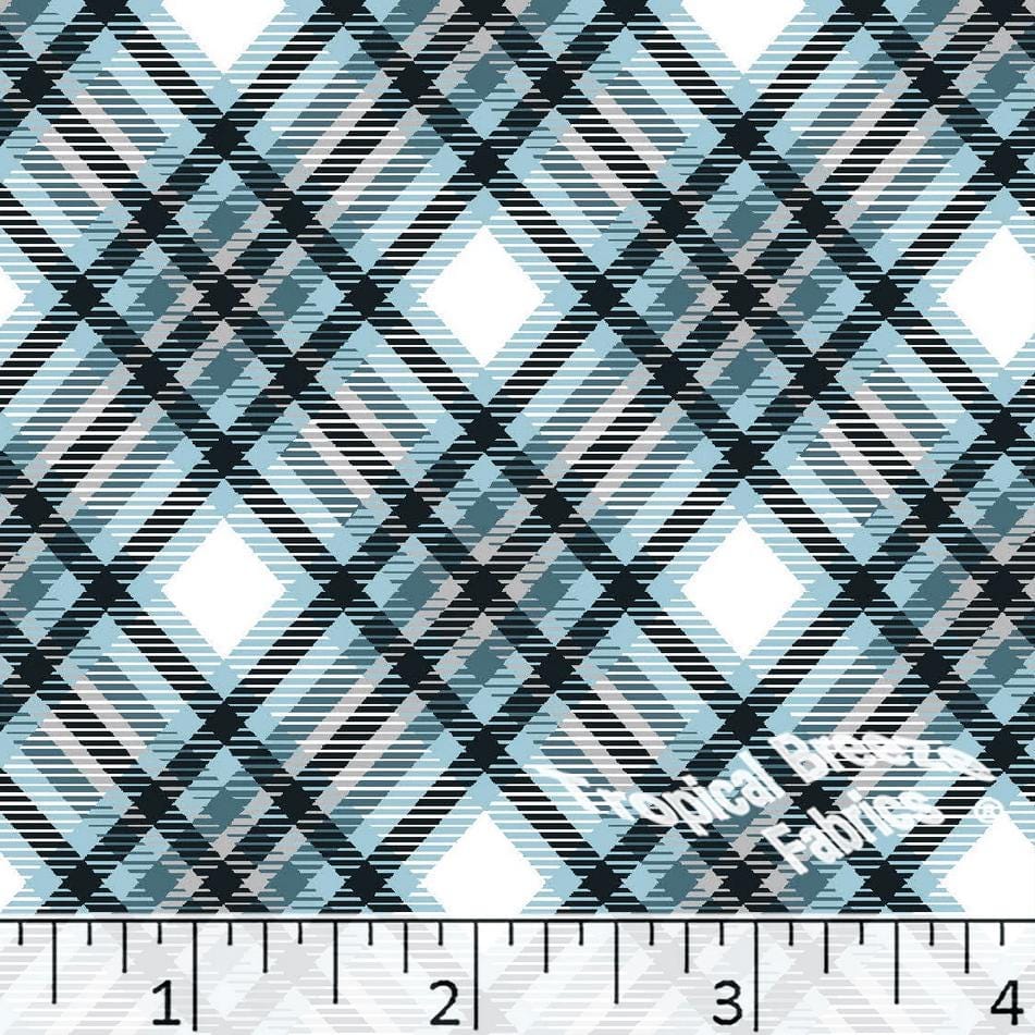 Light Blue Plaid Poly Cotton Fabric