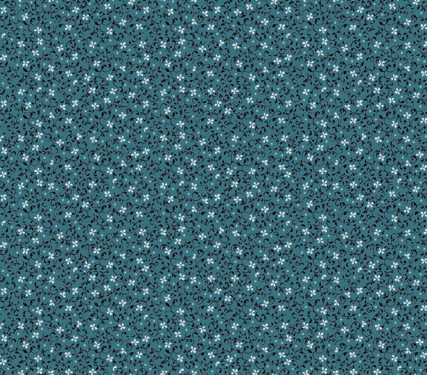 Green Tiny Floral Poly Cotton Fabric