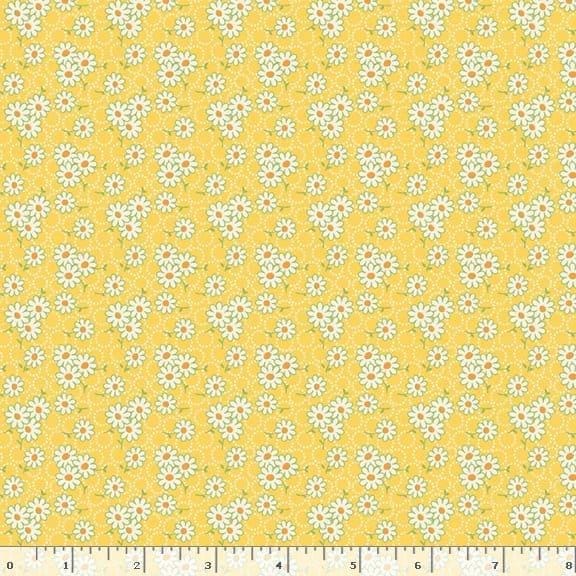 Marcus Fabrics Aunt Grace Goes Scrappy Daisy Quilting Cotton Fabric- Yellow