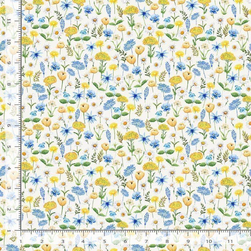 Timeless Treasures Bee Kind Mini Floral Quilting Cotton Fabric- Cream