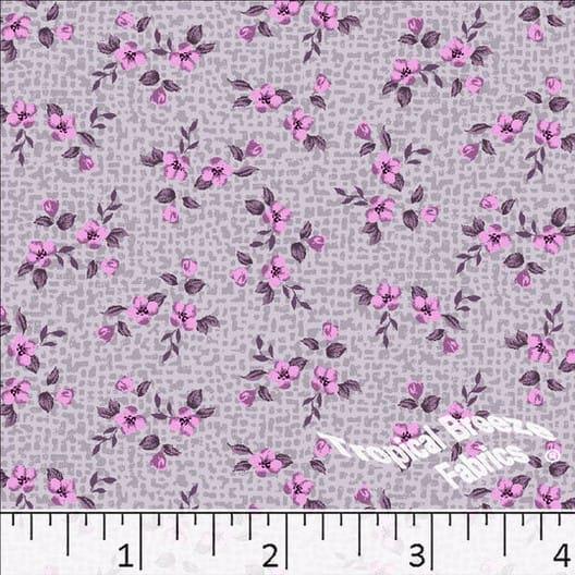 Dusty Lavender Floral Poly Cotton Fabric