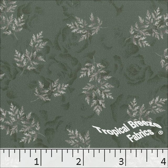 Sage Green Floral Silk Mist Polyester Fabric