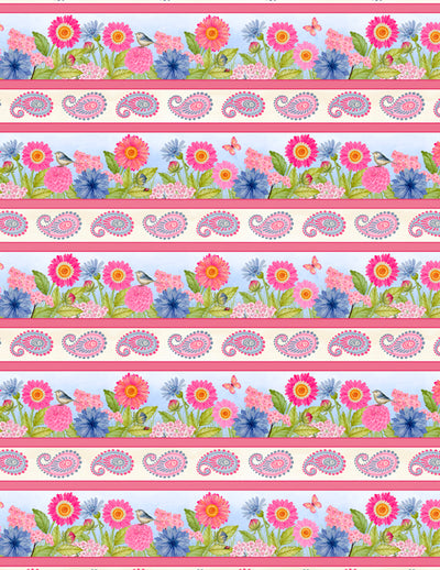 Wilmington Prints Paisley Punch Repeating Stripe Quilting Cotton Fabric- Multi