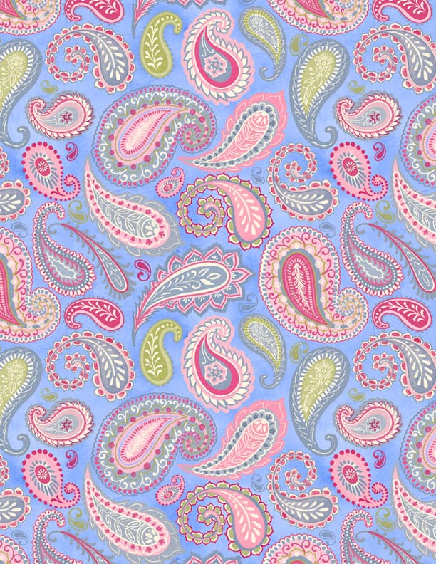 Wilmington Prints Paisley Punch Paisleys Quilting Cotton Fabric- Blue