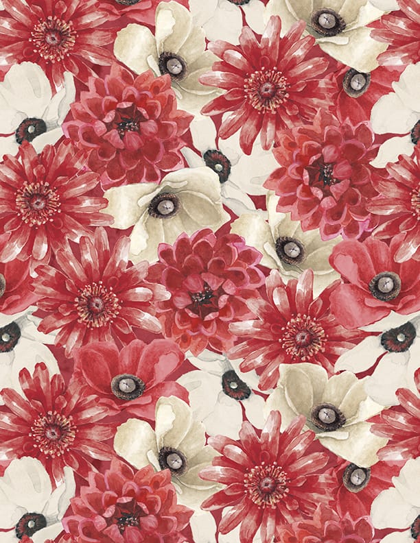 Wilmington Prints Scarlet Dreams Packed Large Floral Quilting Cotton Fabric- Multi
