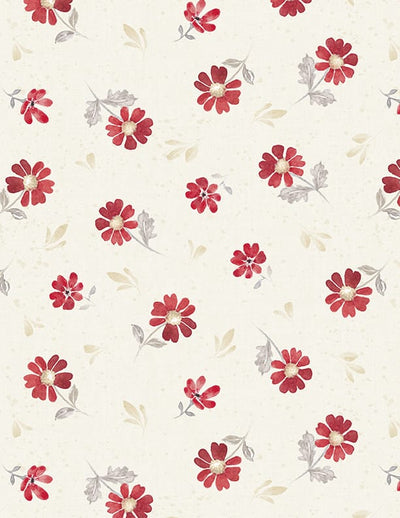 Wilmington Prints Scarlet Dreams Medium Floral Toss Quilting Cotton Fabric- Cream