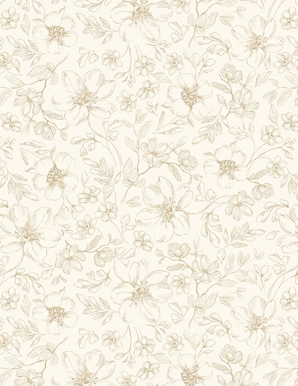 Wilmington Prints Scarlet Dreams Floral Toile Quilting Cotton Fabric- Cream