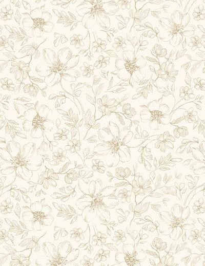 Wilmington Prints Scarlet Dreams Floral Toile Quilting Cotton Fabric- Cream