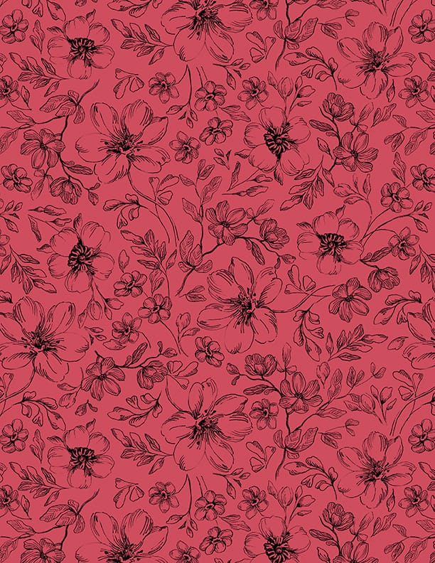 Wilmington Prints Scarlet Dreams Floral Toile Quilting Cotton Fabric- Red