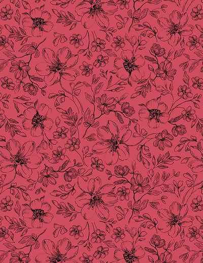Wilmington Prints Scarlet Dreams Floral Toile Quilting Cotton Fabric- Red