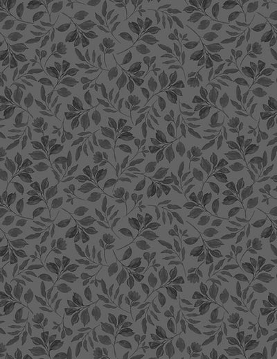 Wilmington Prints Scarlet Dreams Tonal Leaves Quilting Cotton Fabric- Black