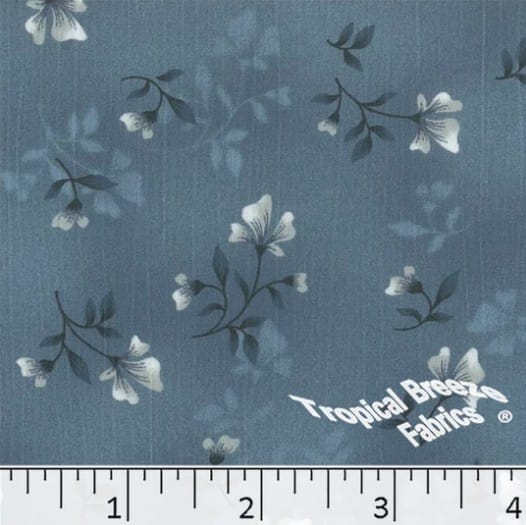 Slate Blue Sweet Creme Floral Polyester Fabric