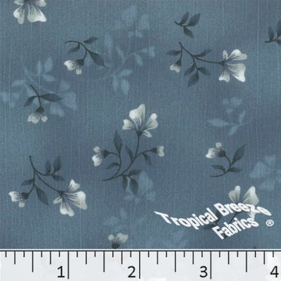 Slate Blue Sweet Creme Floral Polyester Fabric