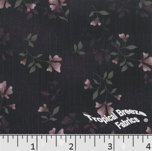 Wine Sweet Creme Floral Polyester Fabric