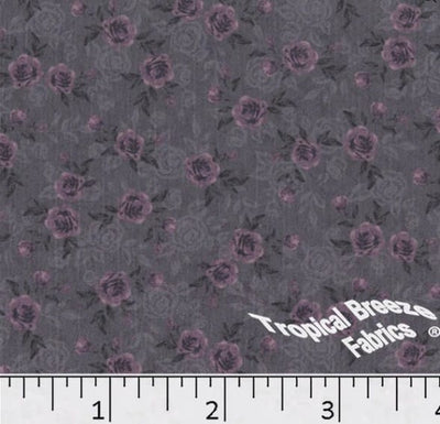 Grape Tiny Roses Sweet Creme Polyester Fabric