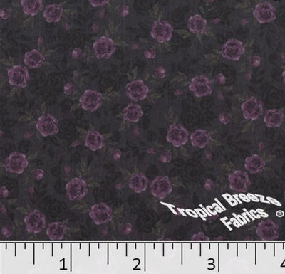 Plum Tiny Roses Sweet Creme Polyester Fabric