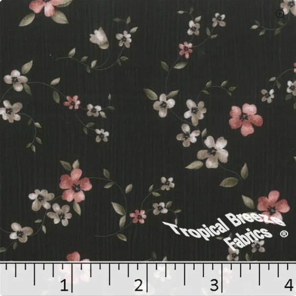 Salmon Floral Sweet Creme Polyester Fabric
