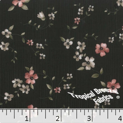 Salmon Floral Sweet Creme Polyester Fabric