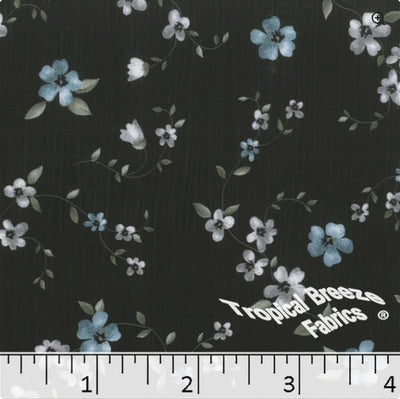 Teal Floral Sweet Creme Polyester Fabric