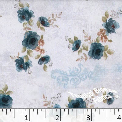 Teal Roses Oxford Polyester Fabric