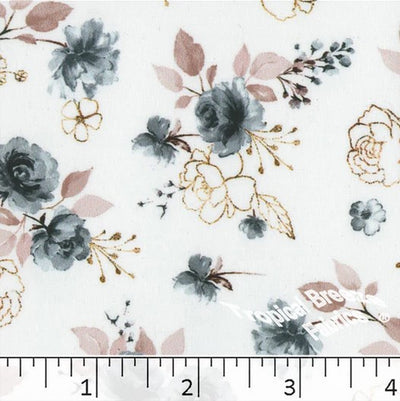 Teal Peach Cream Polyester Fabric