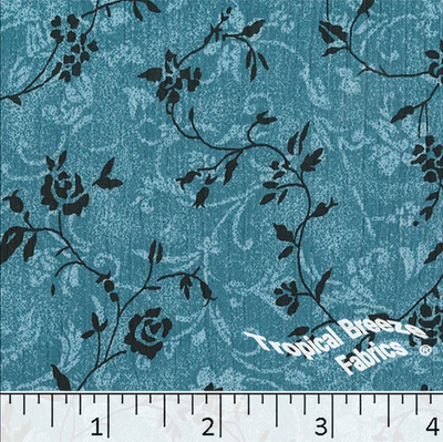 Turquoise Floral Yoryu Polyester Fabric