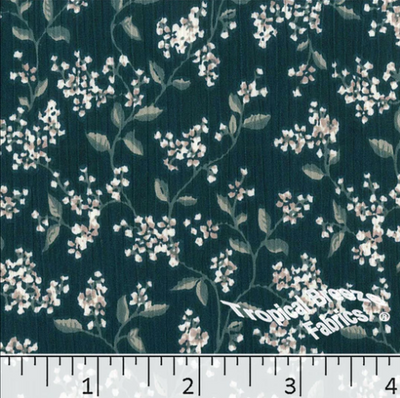 Cream Floral Yoryu Polyester Fabric