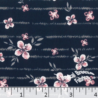 Navy Floral Koshibo Polyester Fabric
