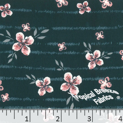 Pine Green Floral Koshibo Polyester Fabric